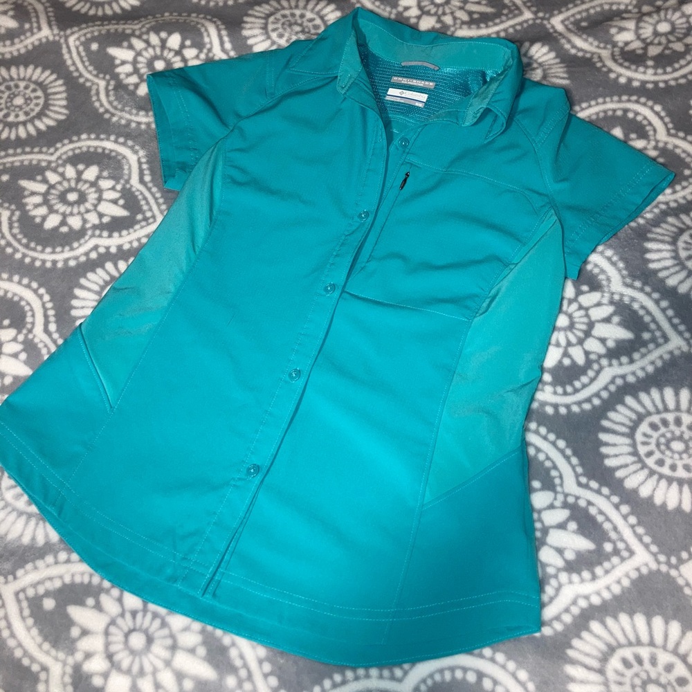 Teal Columbia Omnishade Collared Shirt